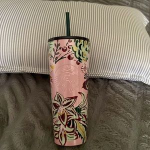 1 Starbucks Holiday 2022 Pink Shimmer Venti 24 oz Metal Tumbler